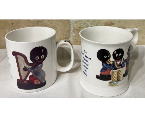 Two limited edition Carlton Ware mugs, The Golly Bongo Player Limited edition 100, and “Harpo” from The Golly Band Limited Ed