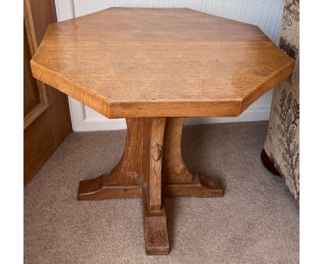 A Robert ‘Mouseman’ Thompson oak octagonal  occasional table with adzed top. Believed to have been purchased by the vendor’s 