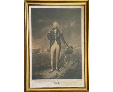 A mezzotint engraving of Admiral H Nelson dated 1st June 1799 by William Barnard (1774-1849) image measuring approx. 59cm h x