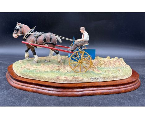 Border Fine Arts 'Rowing Up', limited edition 636/950 - farmer, horse and rake, approx 39cm long x 16cm tall incl wood plinth