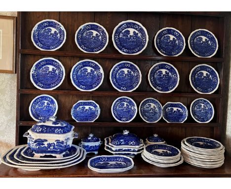 A large quantity of Copeland Spode Tower pattern to include a large lidded soup tureen, 6 graduated meat plates, the largest 