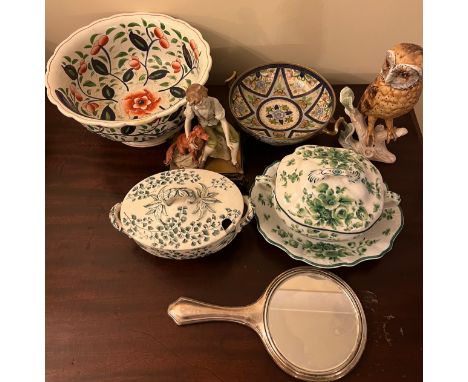 Various ceramics etc to include W. Goebel Barn Owl 23cm h, Noritake bowl, Triade Capodimente figure, Aiche tureen and stand, 