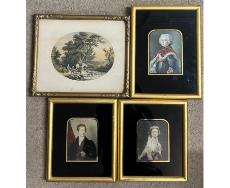 Four prints to include Le Blond “Crossing The Brook” no.87. 26cm x 22.5cm. and three gilt framed prints of Prince Frederick o