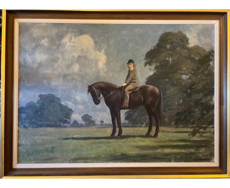 Walter Goodwin (British 1907-1992) Oil on canvas of a young Rise Hall Convent School  pupil and her pony. 53cm x 75cm togethe