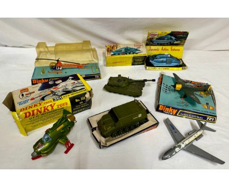 Diecast Dinky toys to include Bell Police Helicopter 732, U.F.O. Interceptor 351, Captain Scarlet &amp; The Mysterons Spectru