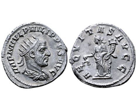 Philip I AR Antoninianus. Antioch, AD 244-247. IMP M IVL PHILIPPVS AVG, radiate, draped and cuirassed bust right / AEQVITAS A