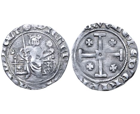 Crusaders, Lusignan Kingdom of Cyprus. Peter I (1359-1369) AR Gros. Nicosia, Type ?´. +PI?R? PAR LA GRAC? D? DI?U ROI, Peter 
