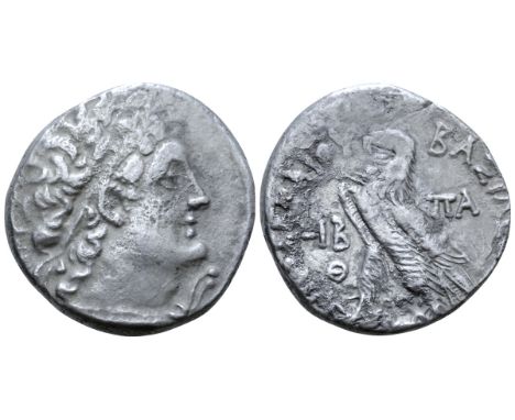 Ptolemaic Kingdom of Egypt, Cleopatra III and Ptolemy X Alexander I AR Tetradrachm. Alexandria, dated RY 12 of Cleopatra and 