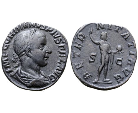 Gordian III Æ Sestertius. Rome, AD 241-243. IMP GORDIANVS PIVS FEL AVG, laureate, draped and cuirassed bust right / AETERNITA