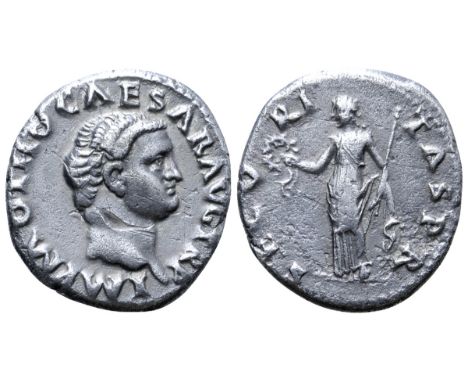 Otho AR Denarius. Rome, 15 January - mid-April AD 69. IMP OTHO CAESAR AVG TR P, bare head right / SECVRITAS P R, Securitas st