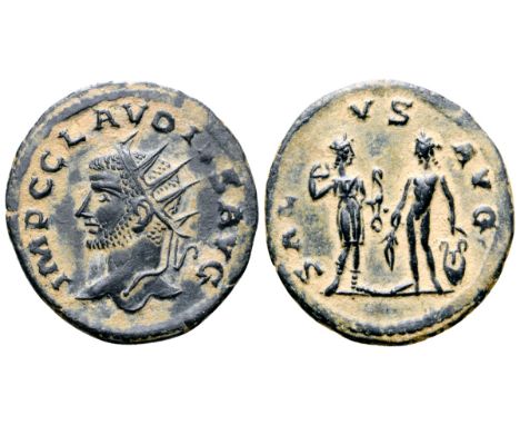 Claudius II Gothicus BI Antoninianus. Antioch, circa mid AD 270. IMP C CLAVDIVS AVG, radiate head left / SALVS AVG, Diana sta