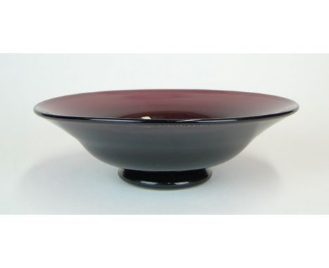Circa 1966-1980 Thomas Webb English Amethyst Color Art Glass Dish with Polished Pontil. Signed Thos. Webb England. Good to Ve
