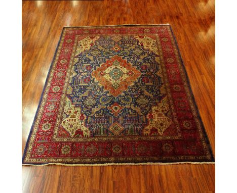 Vintage Afghan Rug. Unsigned. Staining, color bleeding and discoloration otherwise good condition. Measures 153 inches by 118