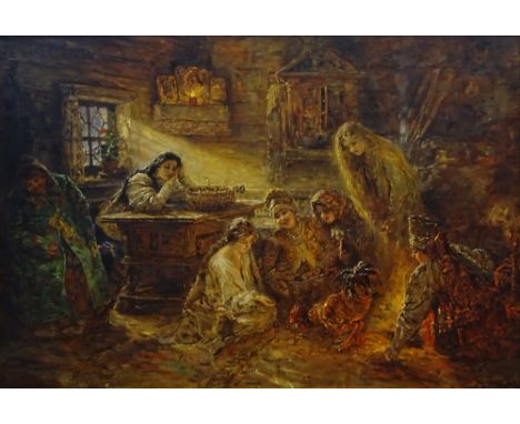 after: Konstantin Egorovich Makovsky, Russian (1839-1915) oil on canvas laid on panel, Interior Scene. Bears signature lower 