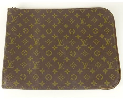 Vintage Louis Vuitton Monogram Portfolio. Paper Label Taped to Interior. Good Condition. Measures 11-1/4 Inches Tall and 14-1
