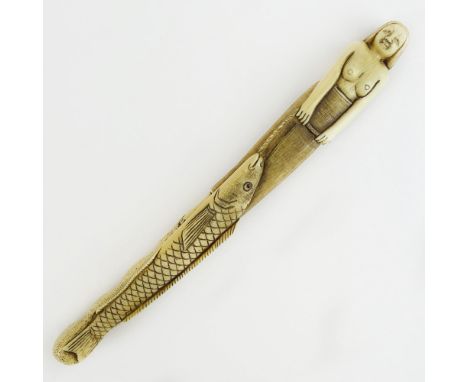 Early 20th Century Japanese Baisho Shop Carved Sashi Netsuke In The Form of a Dragon. Finely Incised. Signed with artist's si