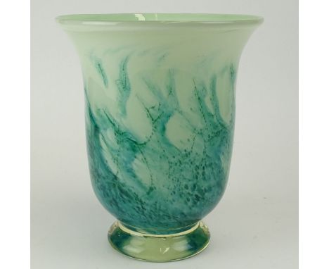 Vintage Art Glass Vase. Possibly Murano. Cut pontil bottom. Unsigned. Good condition. Measures 9-1/4" H x 8" dia. Shipping $7