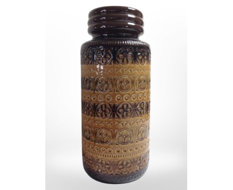 A West German glazed ceramic cylindrical pot, height 47cm.