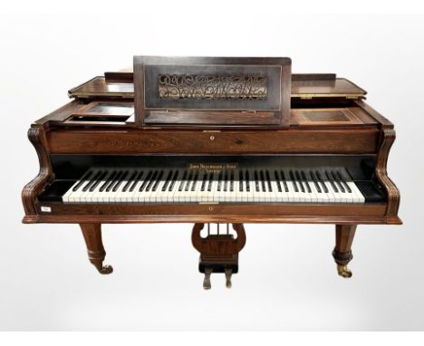 A 19th century rosewood cased boudoir grand piano by John Broadwood & Sons London, length 200 cm, width 150 cm   CONDITION RE