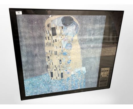 A Museum of Modern Art, New York advertising poster, The Kiss, after Gustav Klimt, 85cm x 74cm.