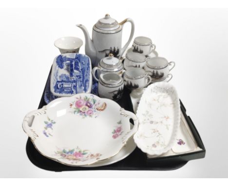 A group of ceramics including Japanese eggshell porcelain export tea set, Copeland Spode Italian cheese dish and cover, Coalp