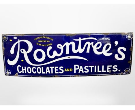 An antique enamel advertising sign, 'Rowntree's Chocolates and Pastilles', 155cm x 50cm.