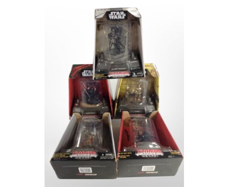 Five Hasbro Titanium Series diecast Star Wars figurines, boxed.