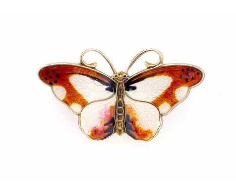 Hroar Prydz - a Norwegian silver and enamel butterfly brooch, approx 3.7cm wide, gross weight 5.3gms