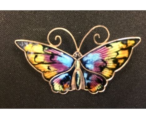 David Andersen - a Norwegian silver and enamel butterfly brooch, approx 5.5cm wide, gross weight 10.9gms