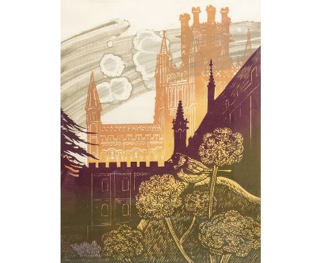 Paul Beck ARCH (British, 1926), 'Ely Cathedral',signed l.r., No.12/50, lithograph in colours, 55 by 42cm, framed