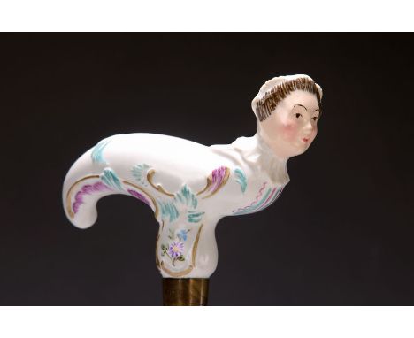 Stockgriff, deutsch, um 1860,  Porzellan, restauriert, H. ca. 9 x 15 cmwalking stick handle, German, around 1860, porcelain, 