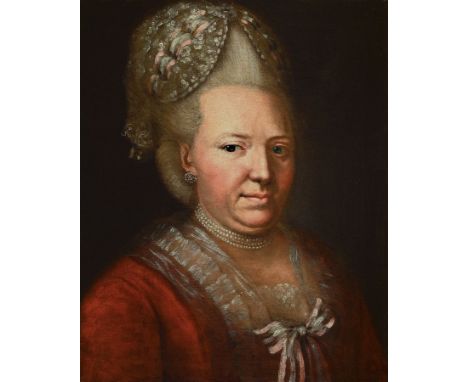 Süddeutscher Künstler, um 1680-1720,  Porträt einer Adelsdame mit Demi-Parure, Öl/Lwd, doubliert, 53 x 43 cm, RahmenSouth Ger