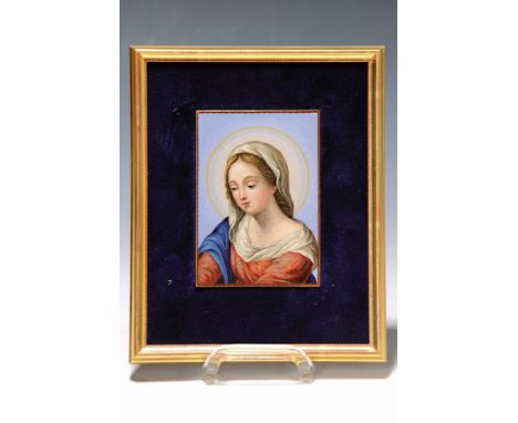 Mikromosaik, Italien, Rom, um 1840-1860,  Porträt einer Madonna nach Raffael, Rahmen Metall, fein befüllt mit kleinen bunten 