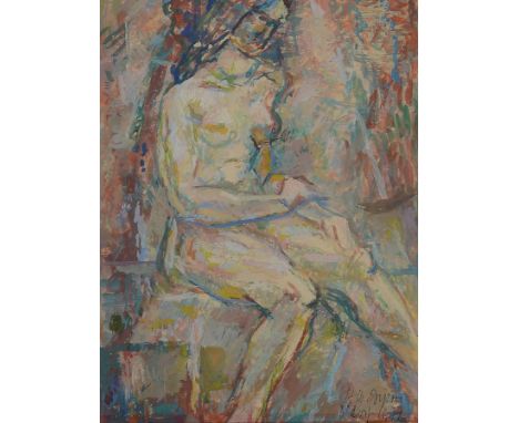 H.W. Oppen, sign. Düsseldorf 1971,  sitzender Akt auf Stuhl, Gouache auf Papier, rechts unten signiert, ca. 19x14cm, PP, u. G
