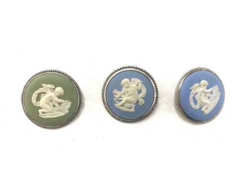 Three vintage silver hallmarked Wedgwood brooches 