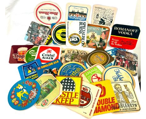 Selection of vintage single and double sided beer  / drinks mats 