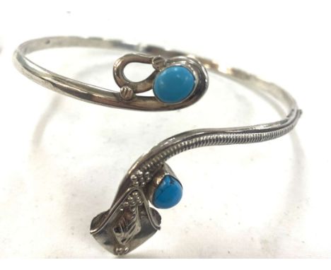 Silver and torquoise cobra vintage arm cuff 