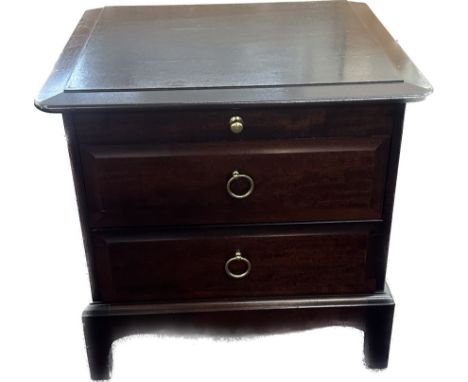 Vintage Stag two drawer bedside table measures approximately 21 inches wide x 18 deep and 20 tall 
