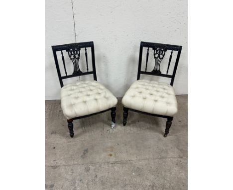 Pair of antique button seat mahogany nursing chairs 