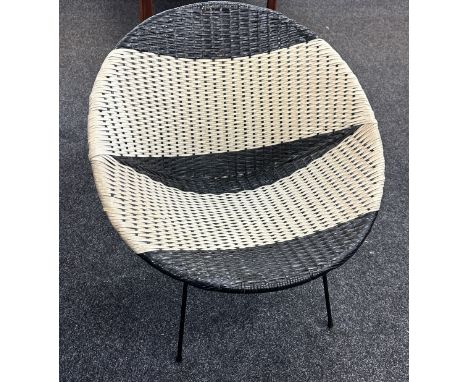 Vintage woven black and cream satellite chair 