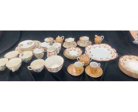 Selection of vintage part tea services to include hand painted early Wedgwood etc 
