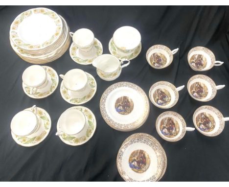 Selection of vintage china to include ' Royal Duchess Greensleeves' plates, cups, saucers, milk jug and a selection of other 