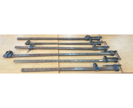 Six assorted sash clamps 