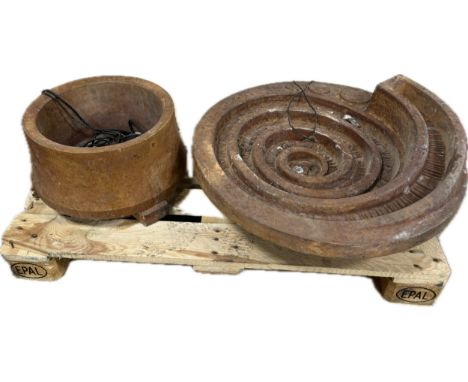 Outdoor fossil water feature 20 inches tall 13 inches diameter 