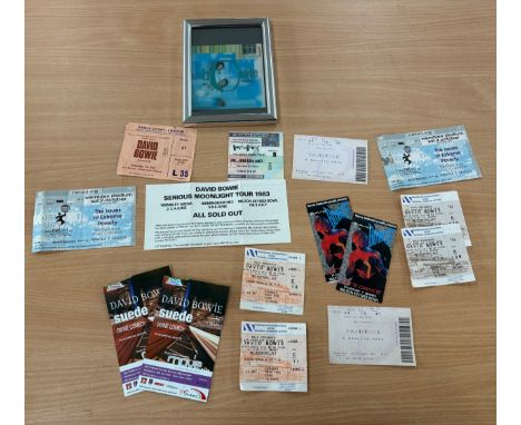 Selection of David Bowie ticket stubs and a framed picture 