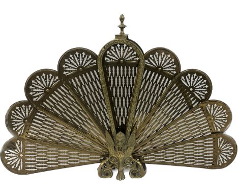 Vintage brass peacock fire fender 
