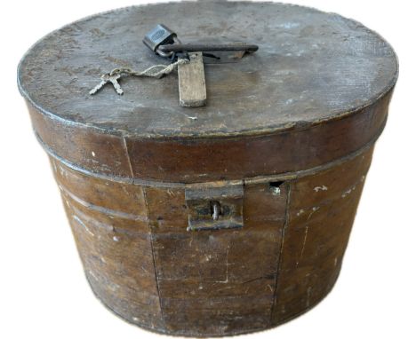 Vintage metal lockable hat box 
