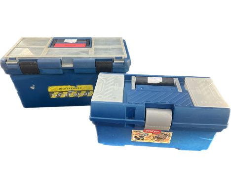Kefter tool box with plumbing tools and a small box of fittings 