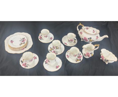 Vintage 6 piece tea set complete with tea pot, cups and saucers, milk jug and sugar bowl