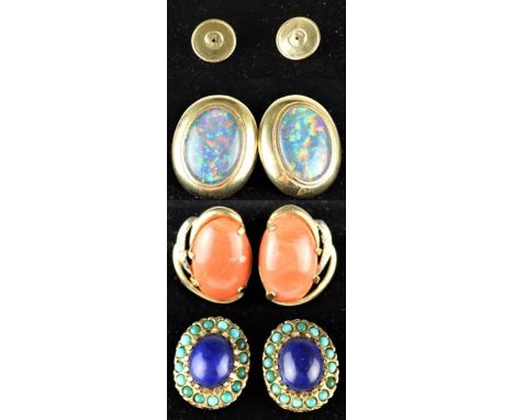 Approx. 15 dwt total. Gem stone weight not included. 14k Yellow Gold Oval Earrings. Oval shaped 14k yellow gold earrings with